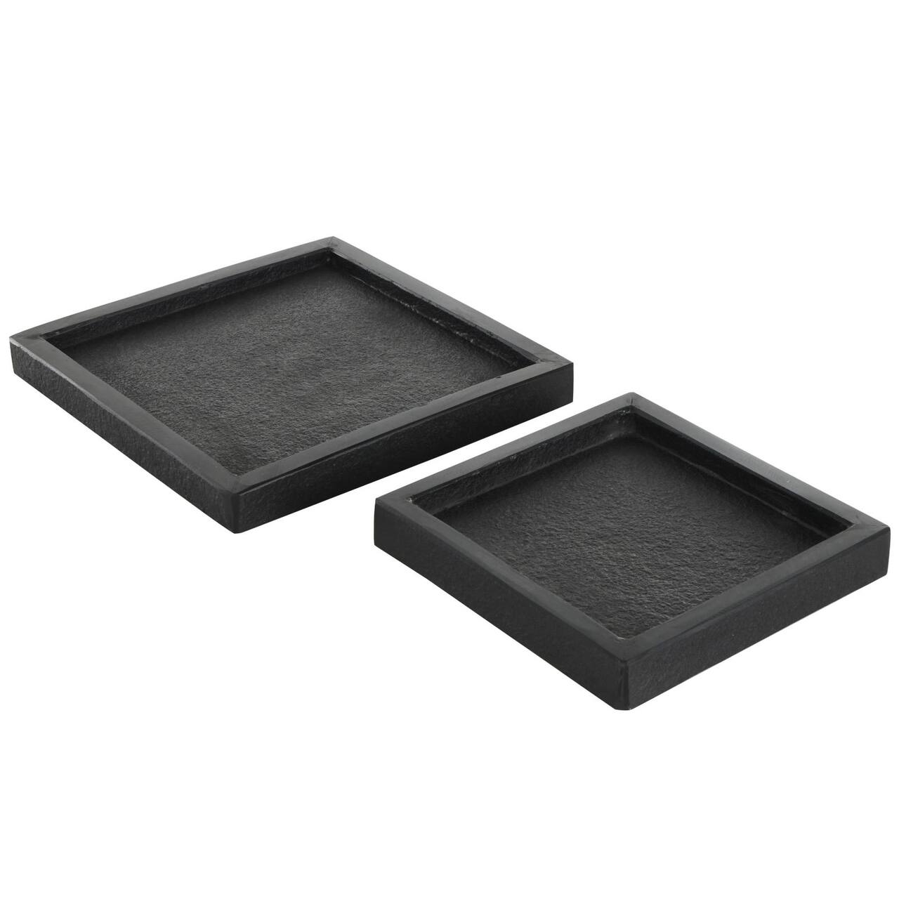 Black Marble Minimalistic Textured Square Trays, 2ct.